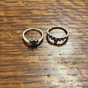 Elegant Silver and Blue Gemstone Ring Set size 5